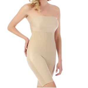 Instant Figure Slimming Bandeau Strapless Bodysuit Shorts Mid-thigh